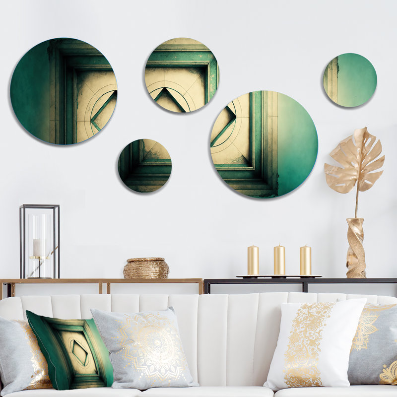 Intimate Illustrations In Faded Retro Tones VI - Modern Geometric Metal Wall Décor