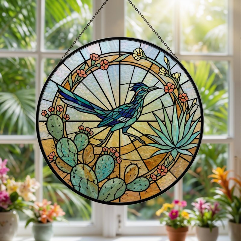 Panneau de vitrail en verre coloré, 7,8 heures, H 7,8 po
