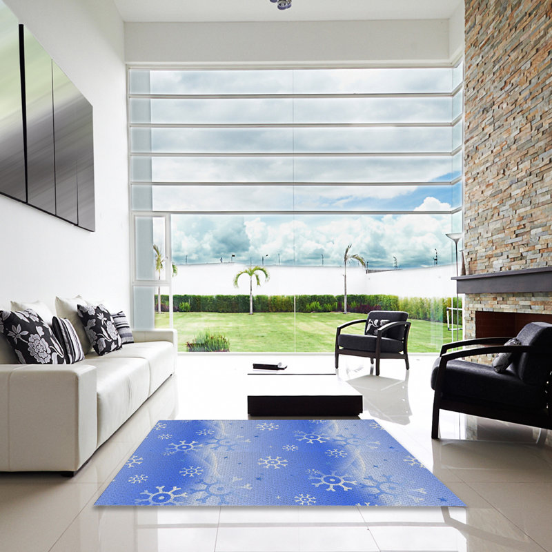 Tapis de zone bleue à motifs, Carré 5 pi