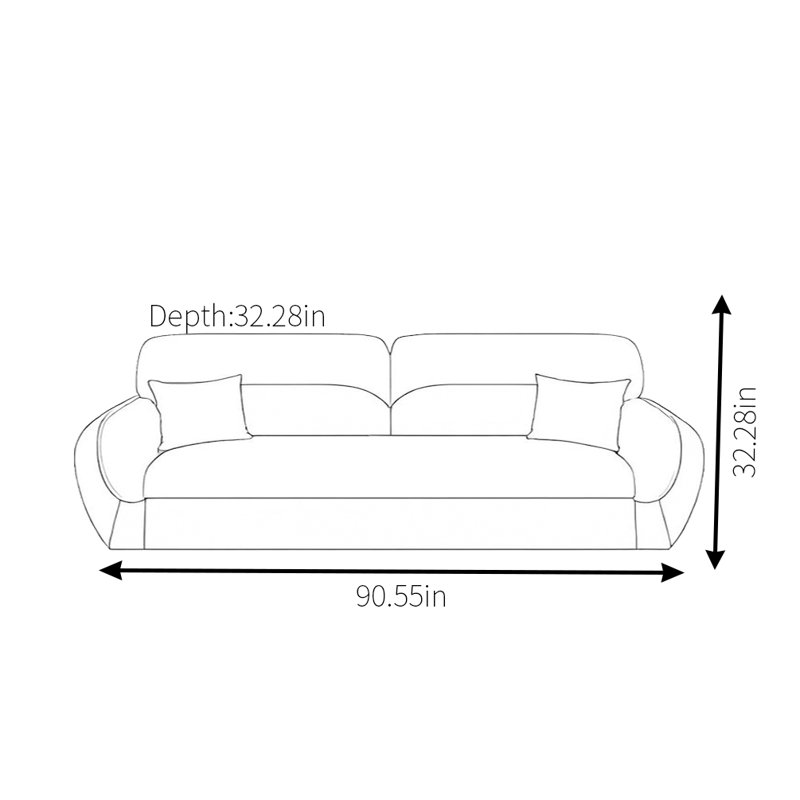 Canapé Fashion, H 32,28 po x l 90,55 po x P 32,28 po, 3