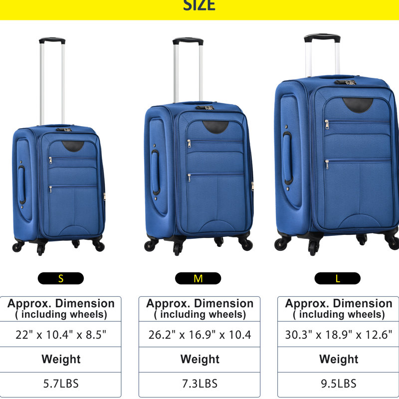 Valise à roulettes extensible - 3 pièces avec verrou TSA et rangement pratique - Design d'intérieur