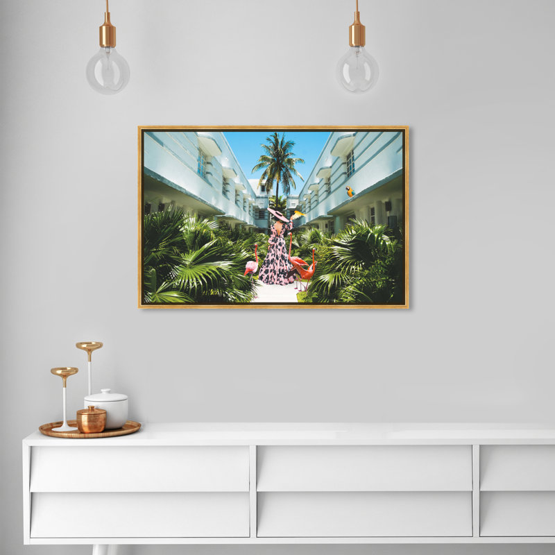 Miami déco - Photographie sur toile, Toile avec cadre doré, H 24 po x l 36 po