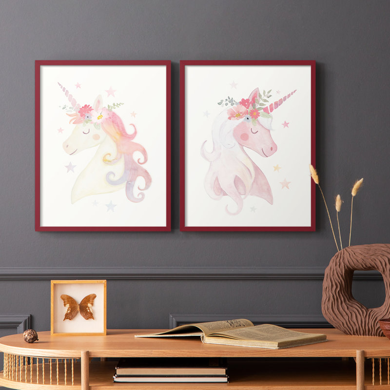 «Sweet Unicorn I», reproduction encadrée de qualité supérieure - prête à être accrochée - aucun clou requis - aucun clou requis