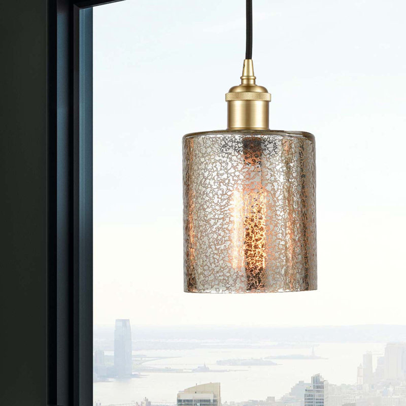 Leilani 1 - Light Single Pendant, 60 Watt Vintage Incandescent Bulb, 3.75" H x 5" W x 5" D, Satin Gold