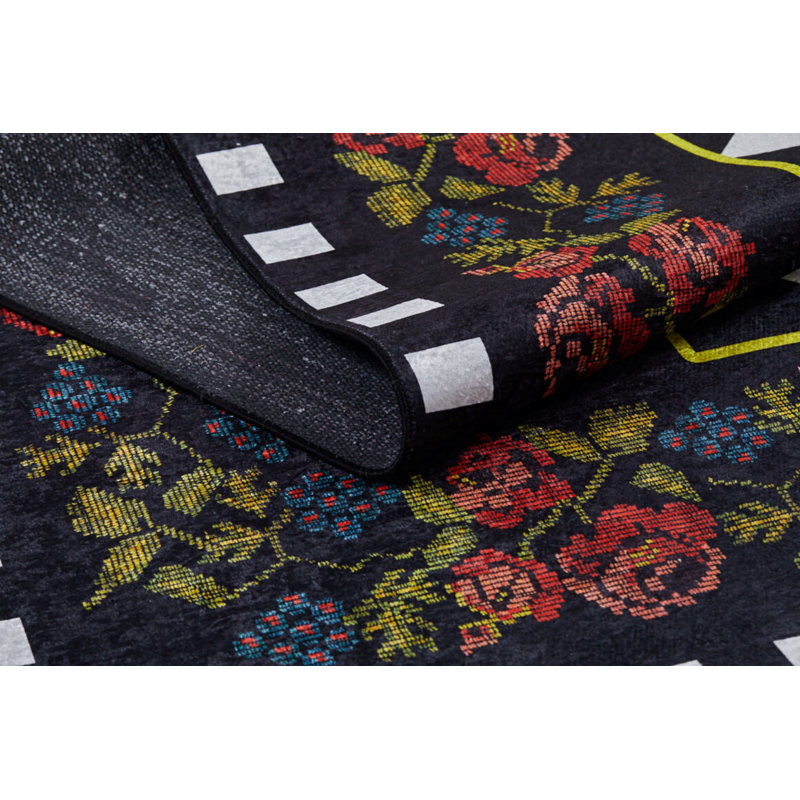 Bungalow Rose Cotton Machine Washable Floral Indoor/Outdoor Rug | Wayfair