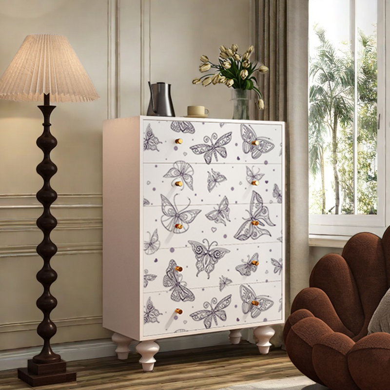 Commode décorative peinte à 5 tiroirs de style européen
