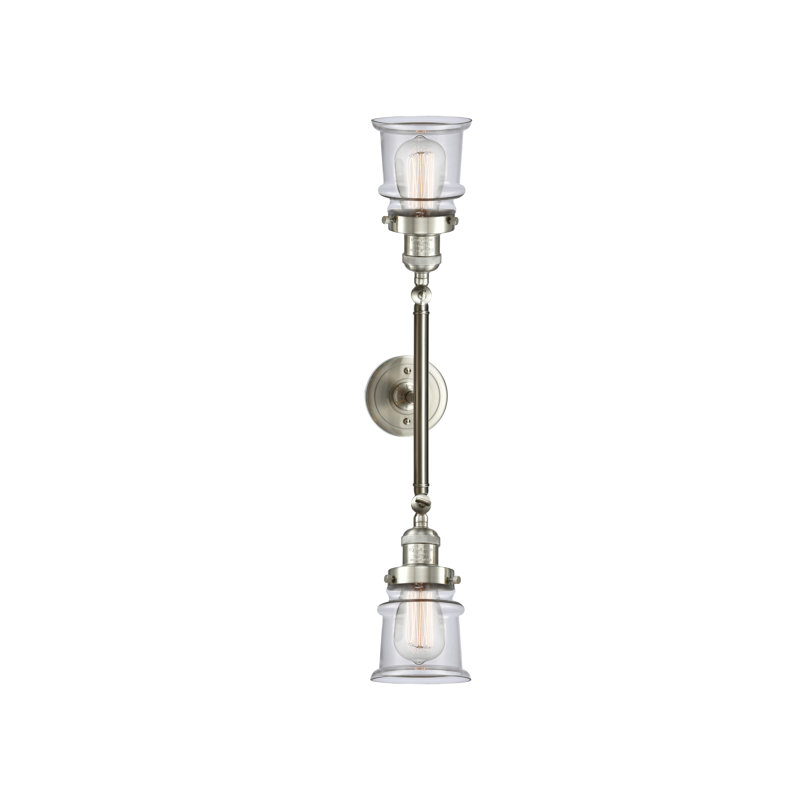 Éclairage pour salle de bain 2 lumières Alexandira, Transparent, Nickel satiné brossé, Ampoule non incluse