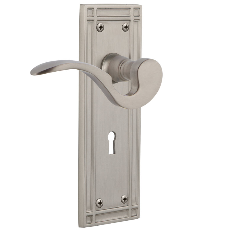 Mission Plate Privacy (Bed & Bath) with Decorative Keyhole and Manor Lever, 2.375", Satin Nickel