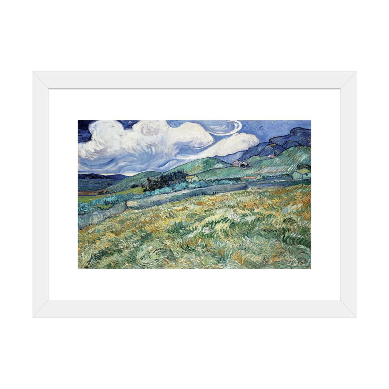 Paysage à Saint-Remy par Vincent Van Gogh - reproduction d'art, H 16 po x l 24 po x P 1 po, Papier encadré blanc