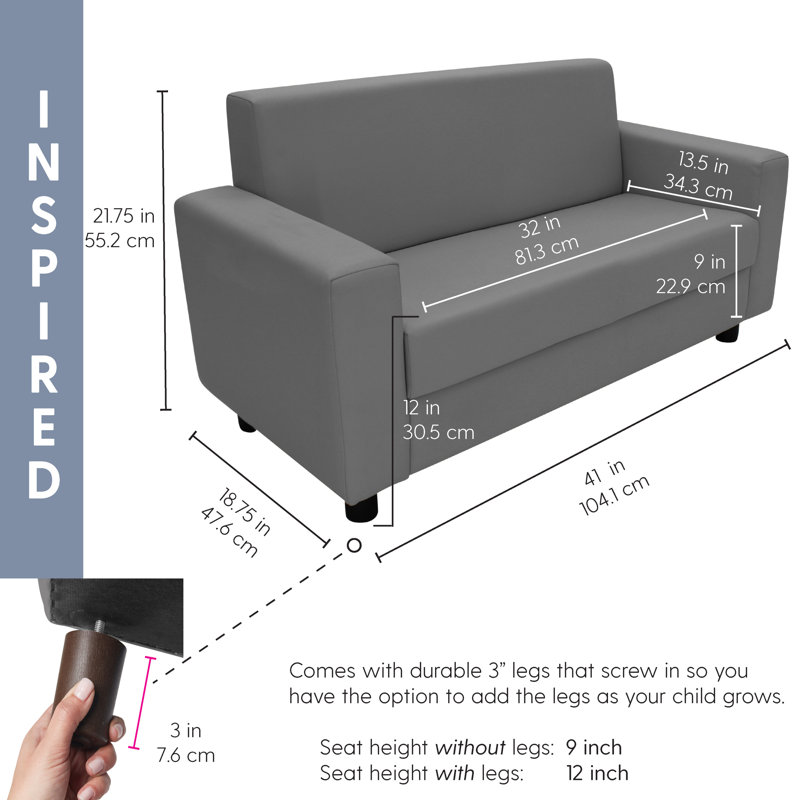 SoftScape Inspired Playtime Kids Classic Sofa, Gray
