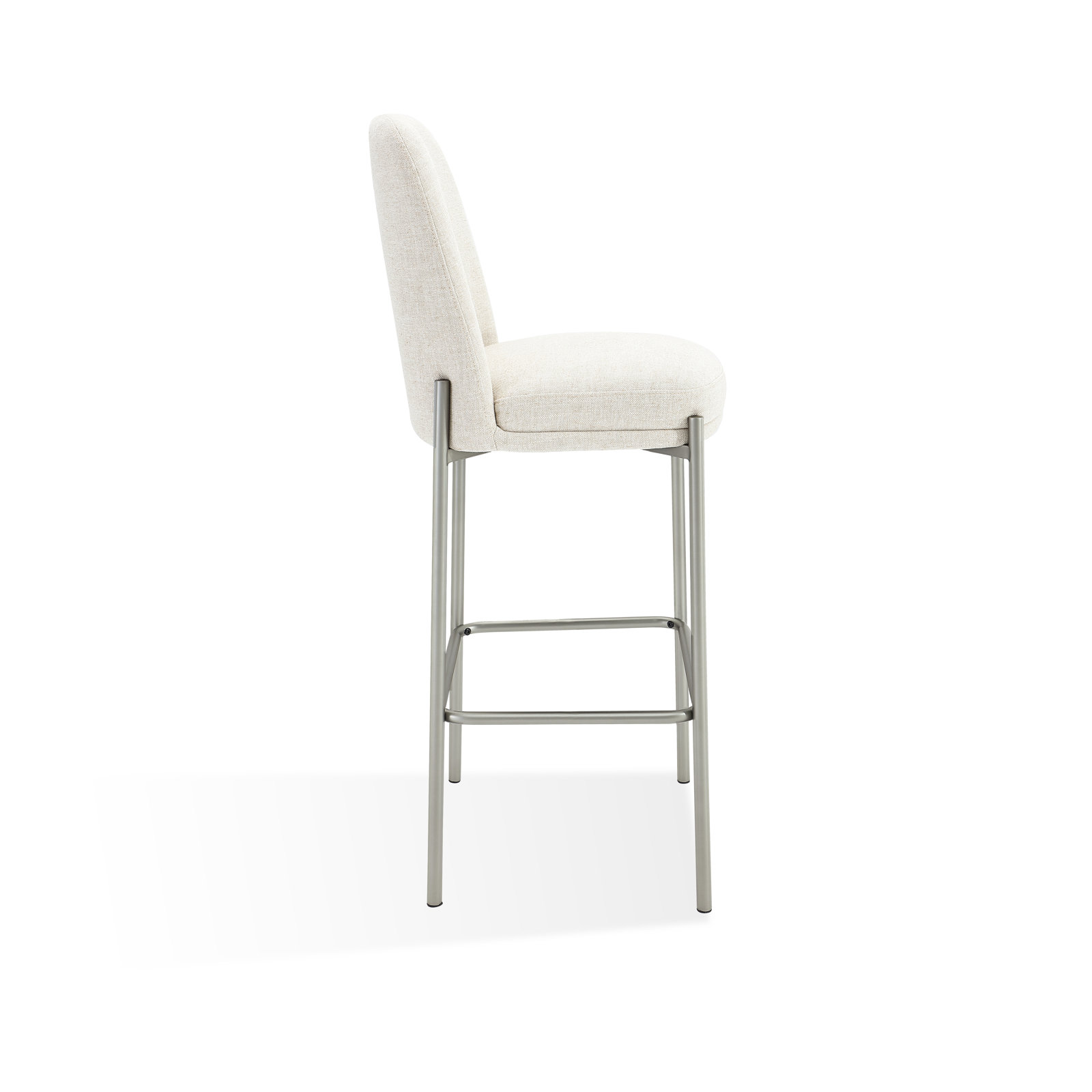 Dion Upholstered Bar Stool In Natural Light Linen And Brushed Nickel Metal, Bar Stool (31" Seat Height)