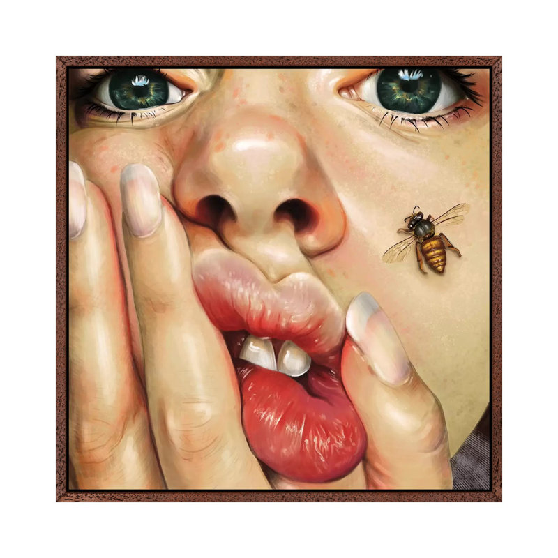 Honeysuckle by Teodora Jelenic - Painting on Canvas, Classic Brown Wood Framed, 45.72 cm H x 45.72 cm W