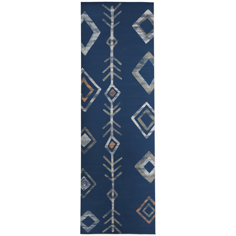 Geometric Machine Woven Cotton/Polyester Area Rug in Blue Foundry Select Rug Size: Rectangle 6'5 x 9'5