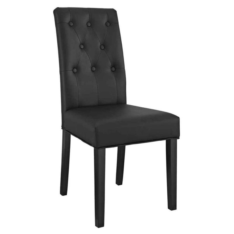 Tufted Faux Leather Upholstered Side Chair, Black