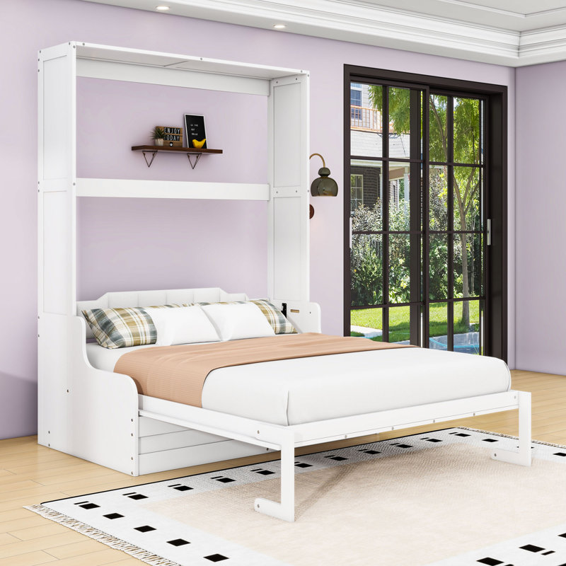 Soloma Queen Murphy Bed with Sofa Cushion, White