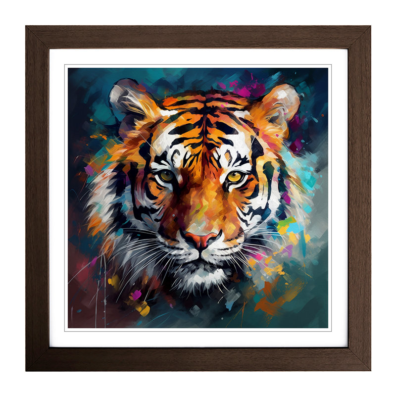 Tiger Abstract Art No.1 - Framed Print, Walnut