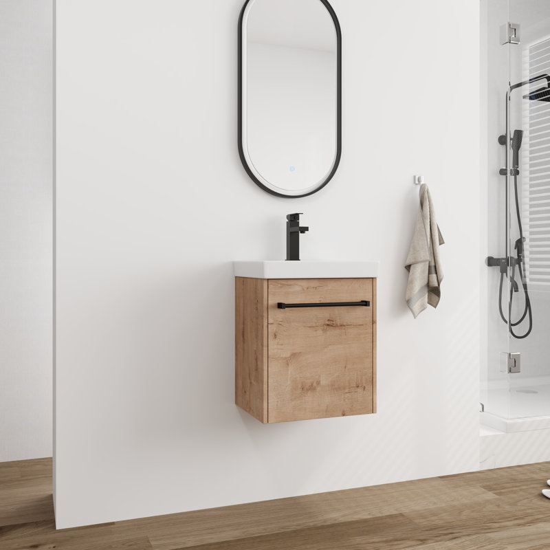 Meuble-lavabo simple 18 po avec comptoir en céramique, Beige