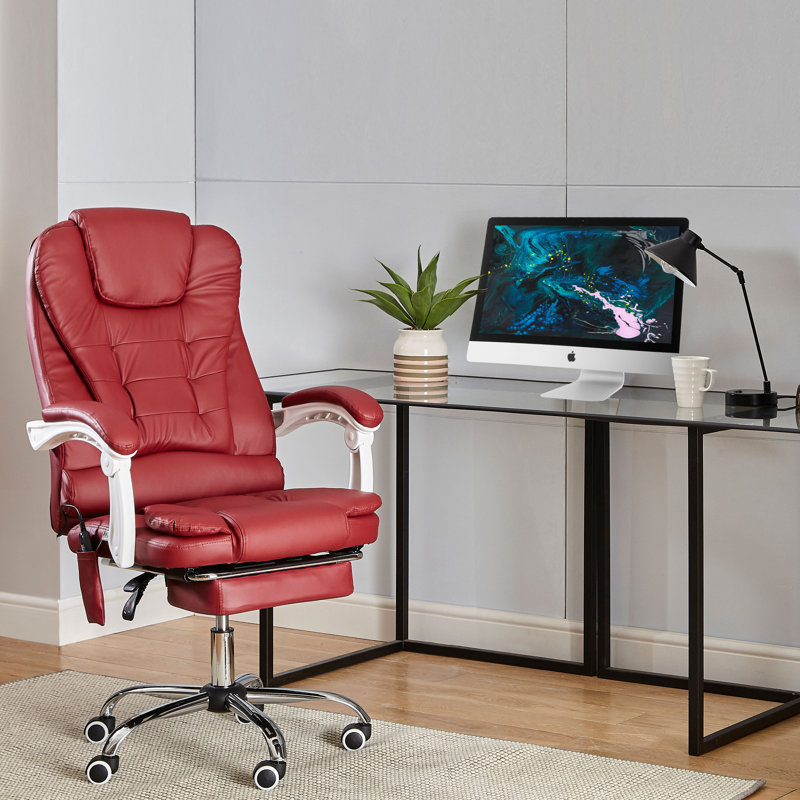 Gaming Recliner Massage Executive Chair, Burgundy