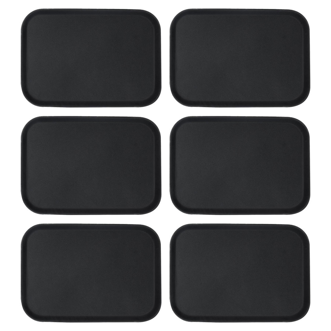 Argon Tableware Black Rectangular Serving Trays Pack of 6-66 x 45.5cm Reusable Non Slip Rubberized Surface Platter for Food and Drinks - Heat Resistant Stackable Trays for Bars, Restaurants - Image 3