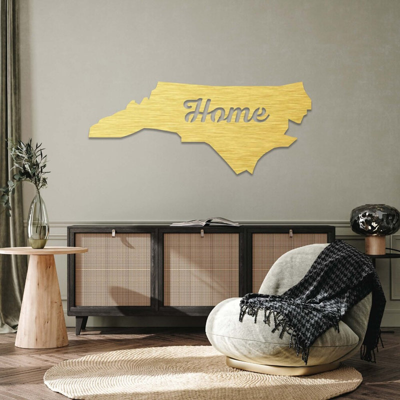 Art mural North Carolina Home, H 16 po x l 16 po x P 0,12 po, Blanc