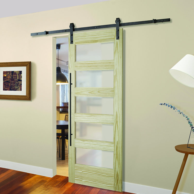 Matte Black Iron Single Door Barn Door Hardware Kit Standard Single, 78.75