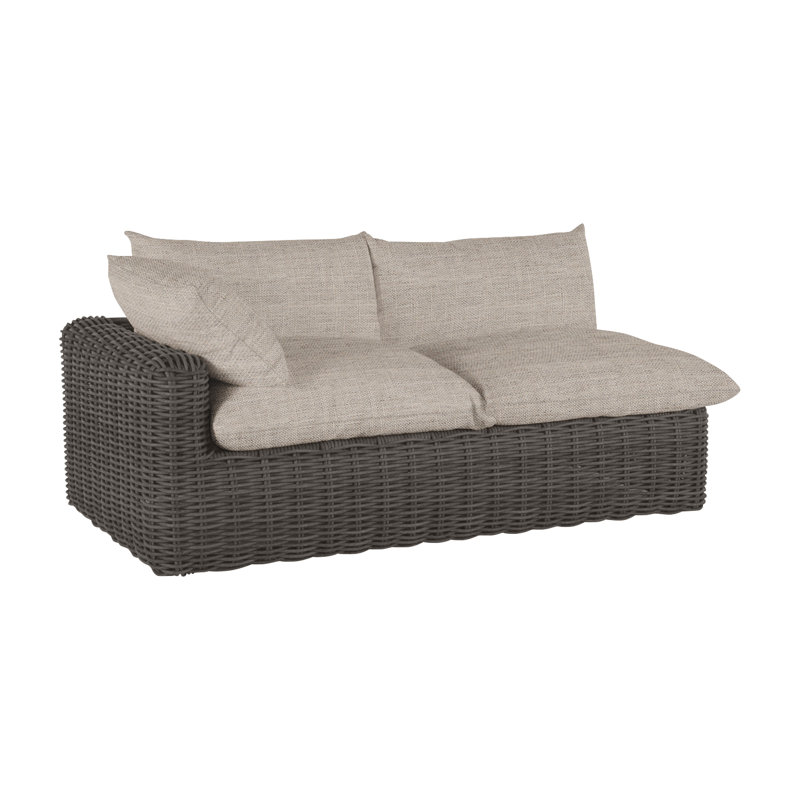 Montecito 75.25" Wide Outdoor Wicker Left Hand Facing Loveseat with Cushions, Dove Sunbrella® Linen, Welt, Slate Gray