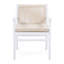 Chaise d'extérieur pour 2 personnes en bois avec dossier en corde, coussin imperméable, structure blanche, support de poids de 400 lb, fixation du coussin lavable à la machine, conception ergonomique confortable, s'adapte au balcon