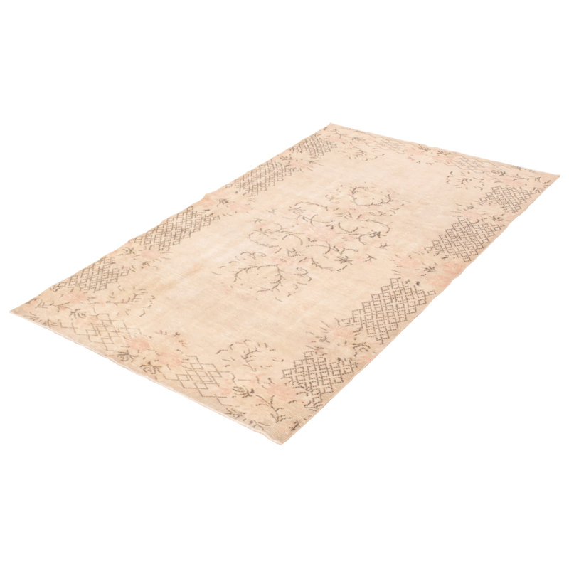 Tapis unique en laine noué à la main de style ivoire des années 2000 5 pi x 8 pi 6 po Danuel