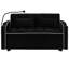 Lit futon pliable en velours noir avec dossier réglable et support pour téléphone - dossier Lucidité, cendrier à douille (noir