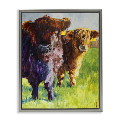 "Traditional Cattles", peinture encadrée sur toile flottante par Mary Moores