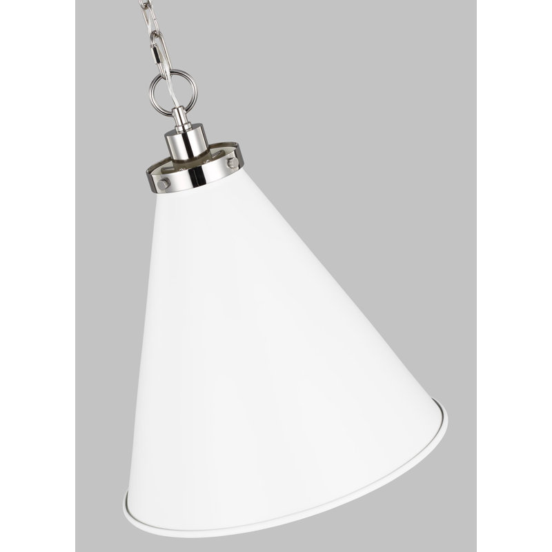 Wellfleet 1 - Light Pendant, Polished Nickel, Matte White, 22.625" H x 19.5" W x 19.5" D