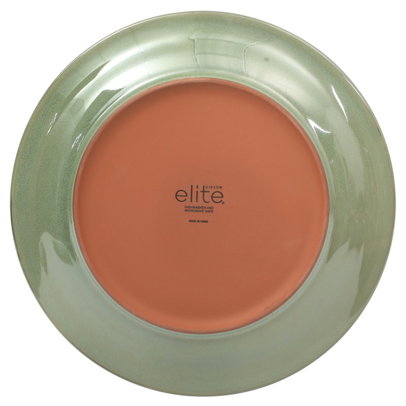 Terranea Green Ceramic Round Dinnerware Set with Reactive Glaze - Service for 4