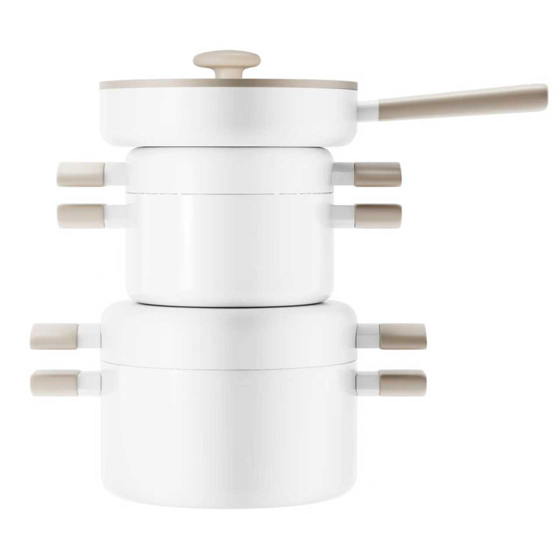 8 Pieces Ceramic Cookware Sets, White