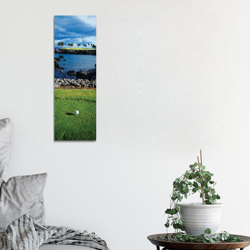 High Angle View Of A Golf Ball On A Tee In A Golf Course, Hawaii, USA by Panoramic Images - Wrapped Canvas Panoramic Gallery-Wrapped Canvas Giclée