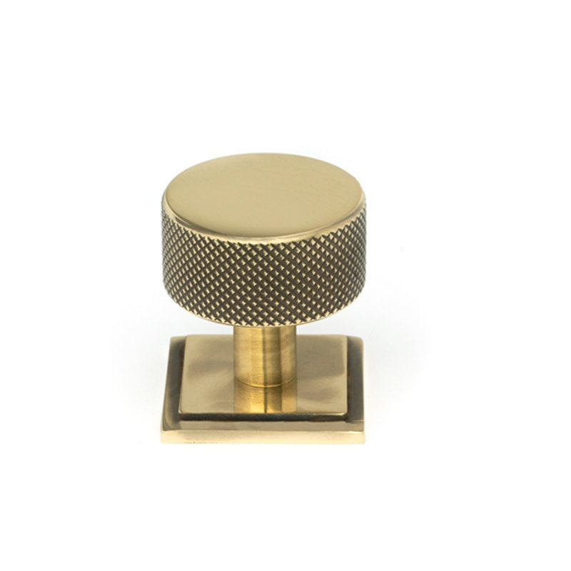 32mm Square Knob, Aged Brass