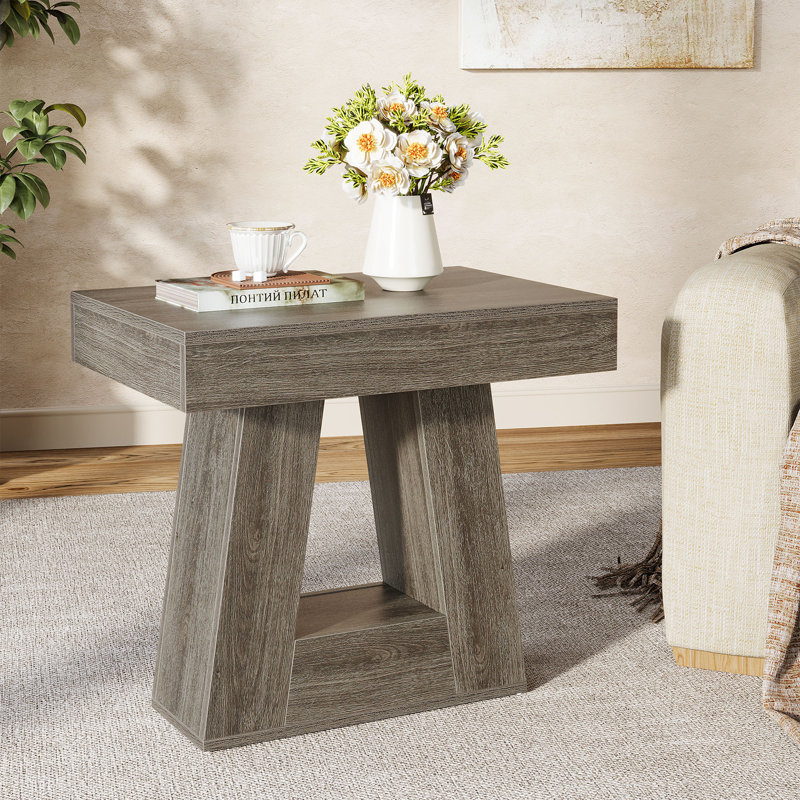 24" 2-Tier Rustic Wooden  Side End Table, Gary
