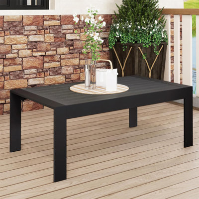 All-Weather Aluminum Outdoor Coffee Table, Modern Coffee Table For Outside, Rectangle Patio Coffee Table