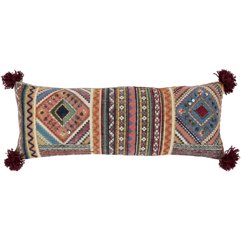 Lena Moroccan Embroidered Cotton Reversible Throw Pillow