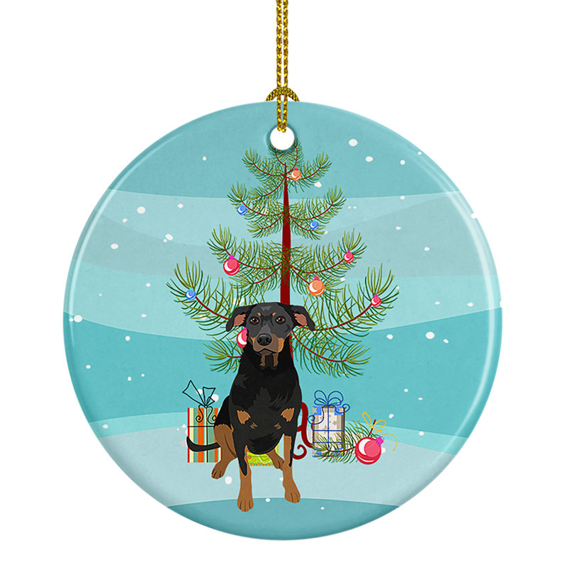 Ornement de Noël en céramique Rottweiler noir et brun clair # 5, Rottweiler noir et brun clair # 5