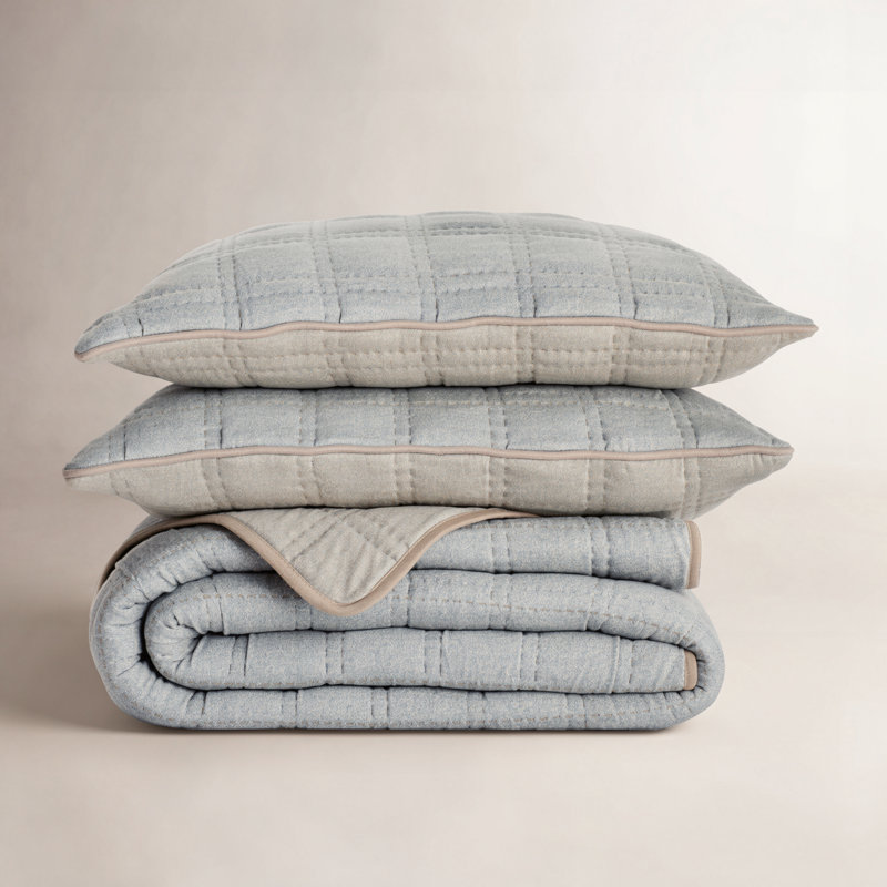 Gana Modern & Contemporary Cotton Quilt - Queen, Queen, Mineral