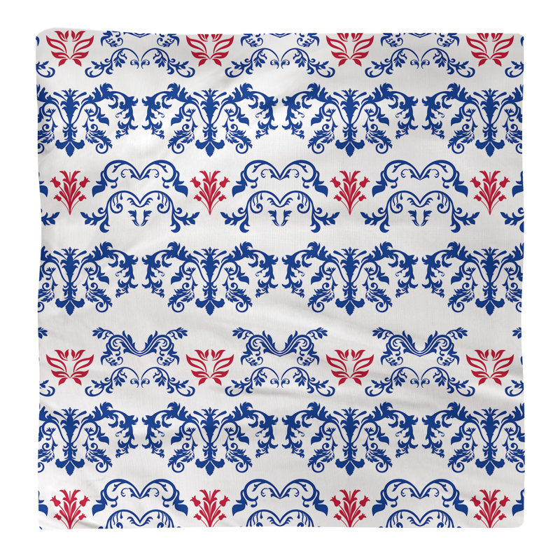 Damask Square Napkin, Blue/White/Red, Cotton, 22" W x 22" L