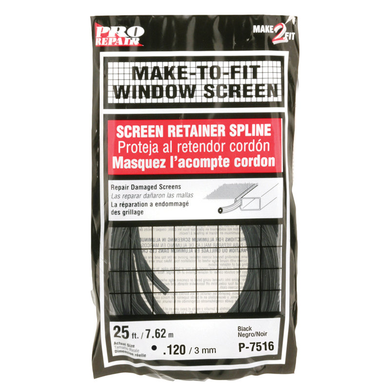 Spline écran en vrac Prime-Line (paquet simple), Noir, H 9,85 po x l 4,9 po x P 1 po