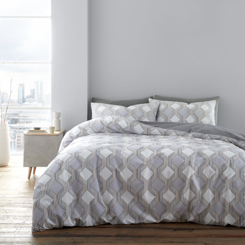 Atticus Geometric 200 Thread Count Cotton Duvet Cover Set, Single - 1 Standard Pillowcase