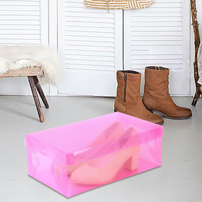 Hot-Sell-Foldable--Plastic-Shoe-Boxes--Organizer-Storage-Stackable-Tidy-Box OR