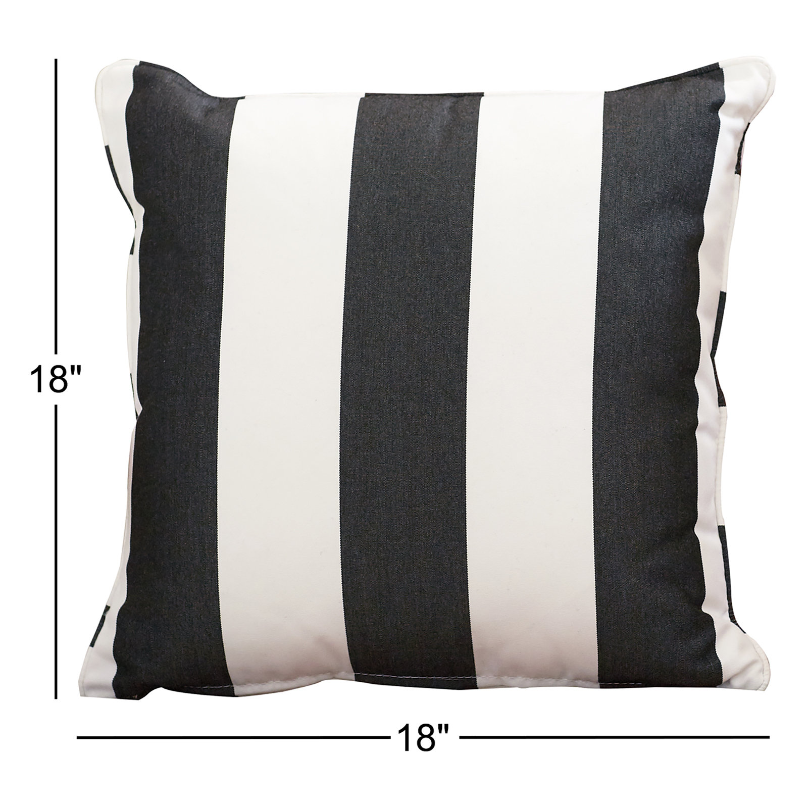 Striped Sunbrella® Indoor/Outdoor Throw Pillow, Cabana Classic Black Stripe Sunbrella®, 18", 18"
