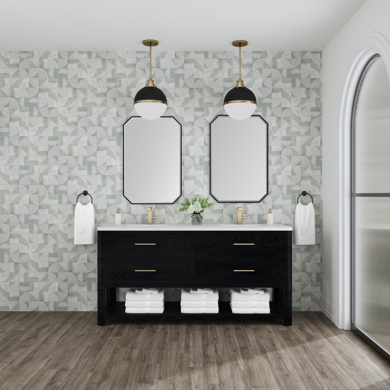Lucian 72'' W Double Vanity, White Zeus, Single Hole