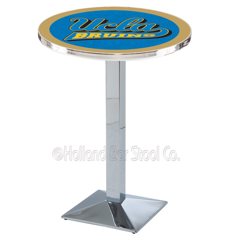 Round Metal Base Dining Table, Chrome, US Naval Academy