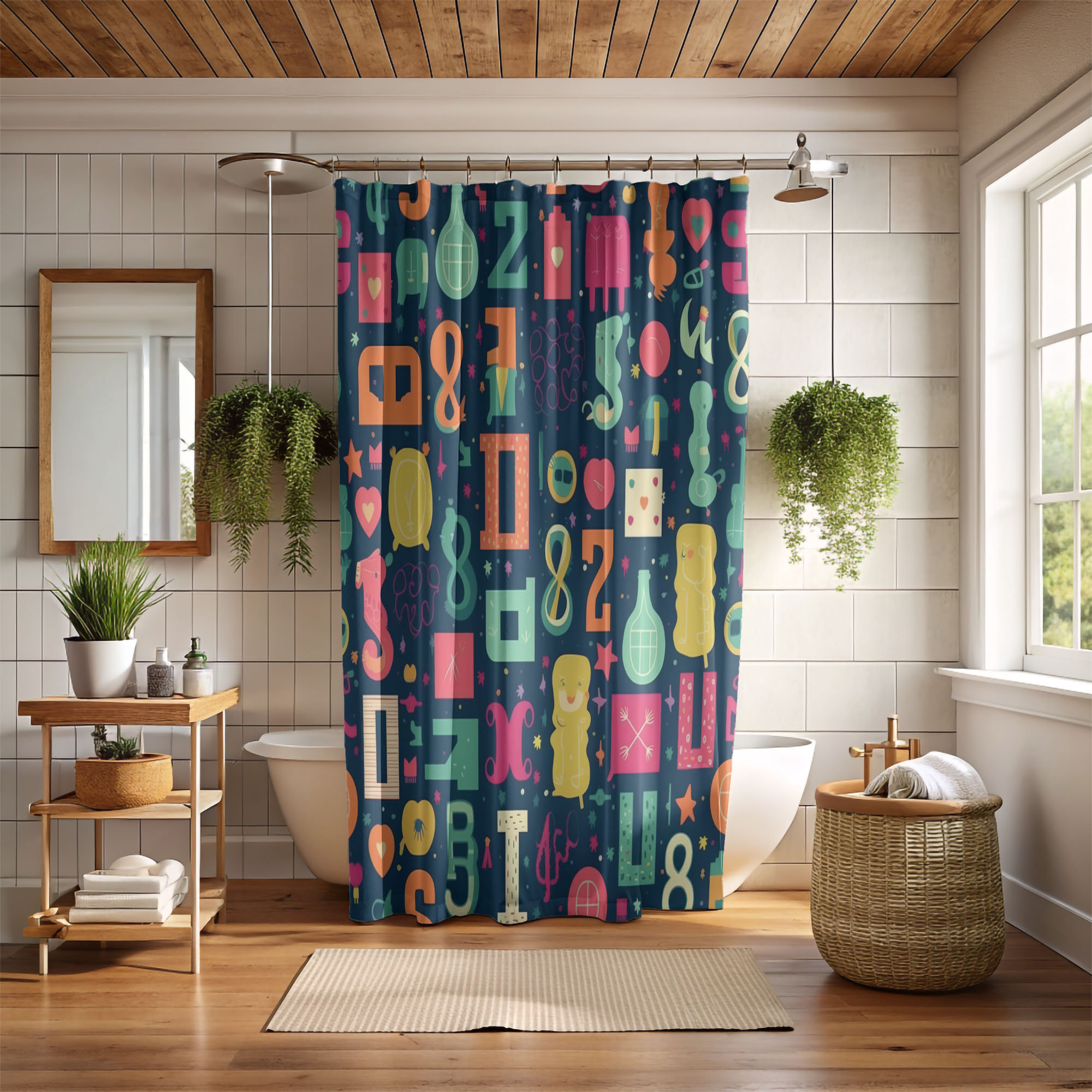 Latitude Run® Letters Premium Shower Curtain Wayfair 8469