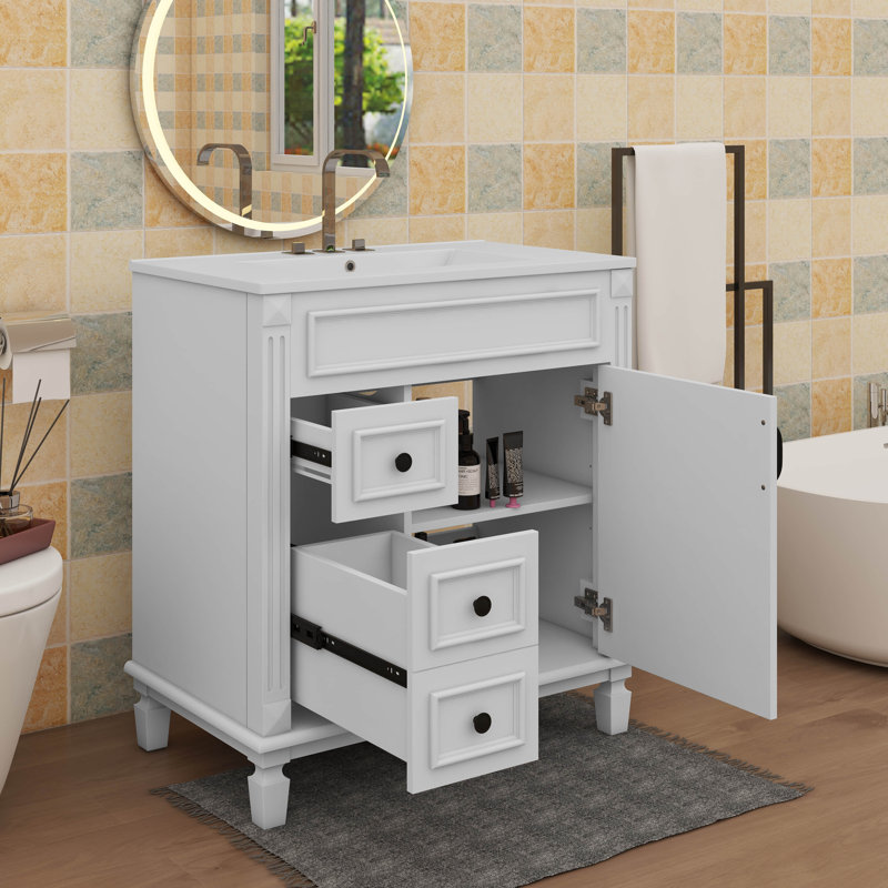 Meuble-lavabo 30 po avec lavabo en céramique, Blanc