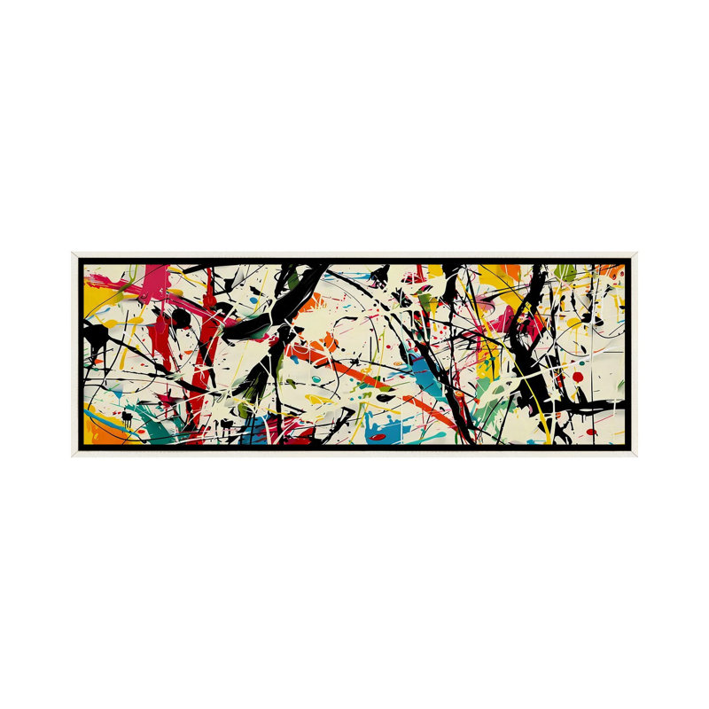 Pollock Wink, reproduction d'art mural, toile encadrée, H 20 po x l 60 po, Blanc patiné